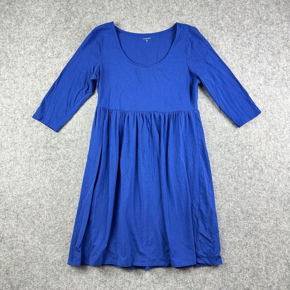 Garnet Hill Dress Women XS Blue Stretch Minimalist Simplistic Comfort 3/4 Sleeve